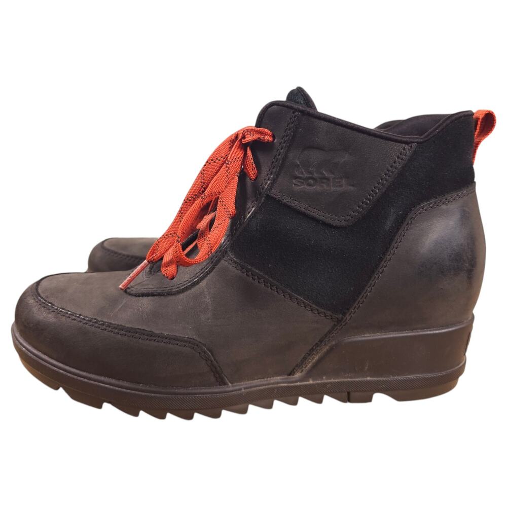 Sorel Evie Sport Ankle Boots Black Leather Sz 9